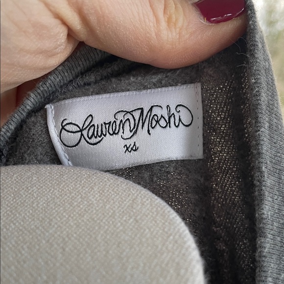 Lauren Moshi Distressed Gray High Heel Heart Print Women's Top Sweatshirt XS - Picture 9 of 10